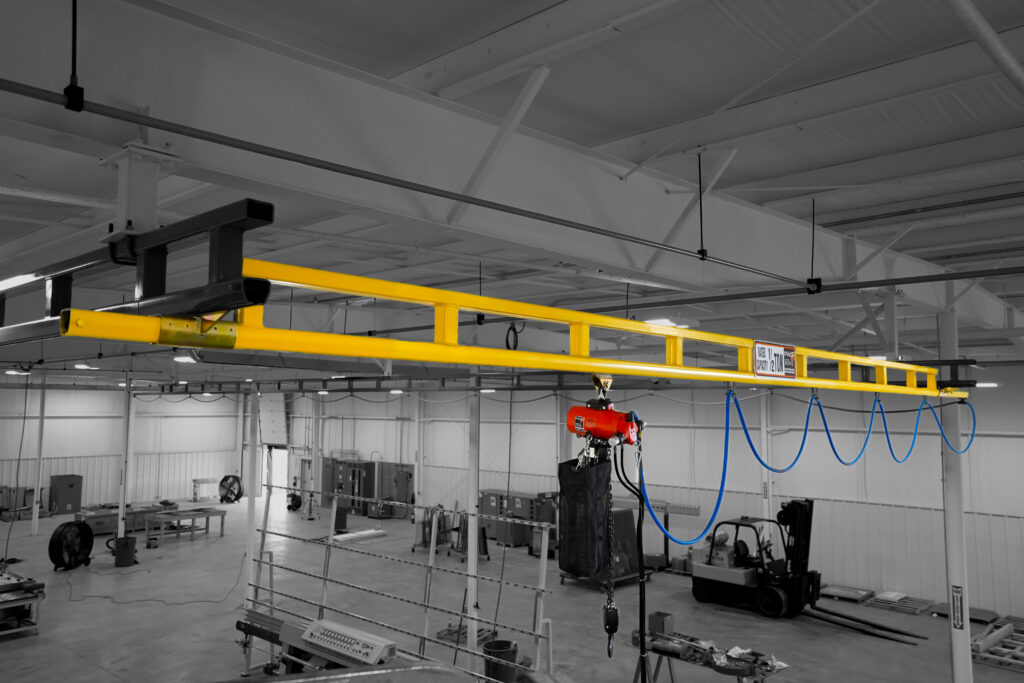 half ton hyperlite ceiling mounted bridge crane in manufacturing setting 3