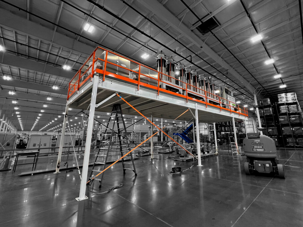 production mezzanine bar joists in manufacturing setting 14