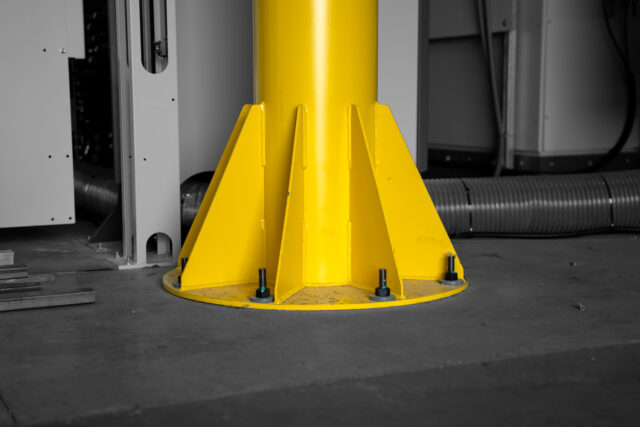 pwi ultralite freestanding jib crane base in manufacturing setting