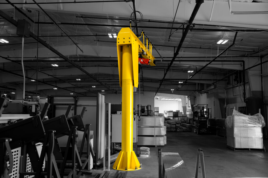 pwi ultralite freestanding jib crane in manufacturing setting 3